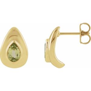 14K Yellow Gold Natural Peridot Earrings