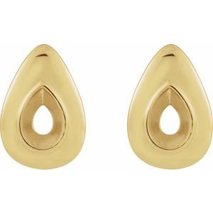 14K Yellow Gold 6x4 mm Oval Bezel-Set Earring Mounting – image 2