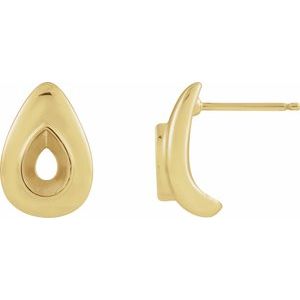 14K Yellow Gold 6x4 mm Oval Bezel-Set Earring Mounting