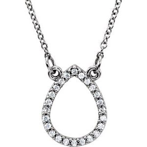 14K White Gold 1/10 CTW Natural Diamond Teardrop 16" Necklace