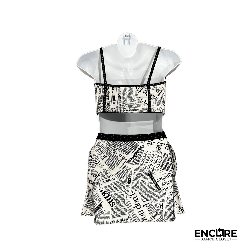 Bold Newspaper-Inspired Two-Piece Costume