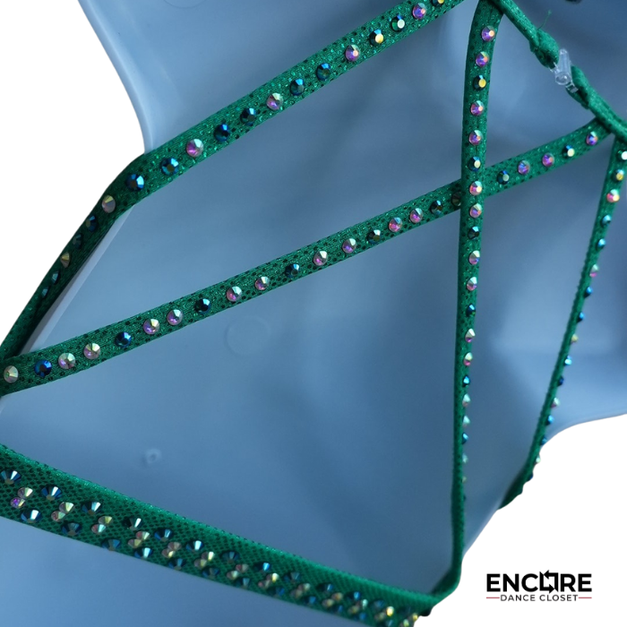 Emerald Green Rhinestone Fringe Costume