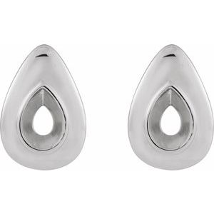 14K White Gold 6x4 mm Oval Bezel-Set Earring Mounting – image 2
