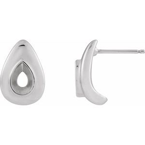 Platinum 6x4 mm Oval Bezel-Set Earring Mounting
