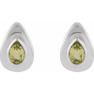 14K White Gold Natural Peridot Earrings – image 2