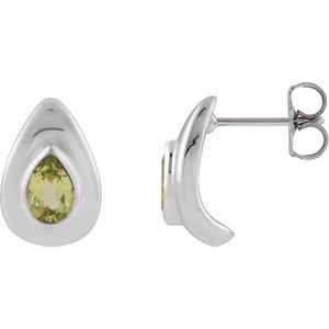 14K White Gold Natural Peridot Earrings