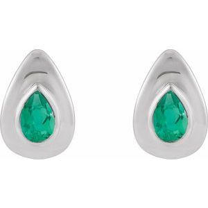 Sterling Silver Lab-Grown Emerald Earrings – image 2