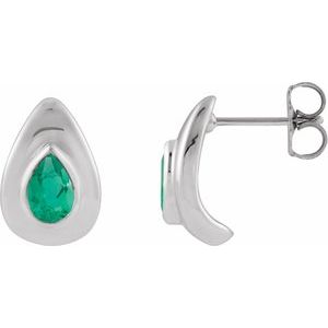 Sterling Silver Lab-Grown Emerald Earrings