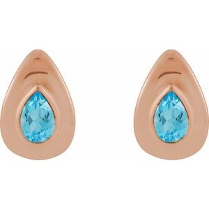 14K Rose Gold Natural Swiss Blue Topaz Earrings – image 2