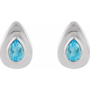 Platinum Natural Swiss Blue Topaz Earrings – image 2