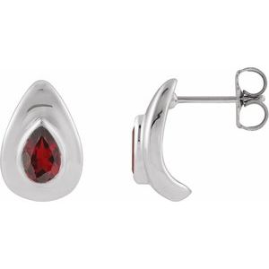 Sterling Silver Natural Mozambique Garnet Earrings