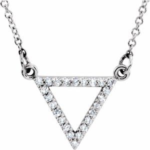 14K White Gold 1/10 CTW Natural Diamond Triangle 16" Necklace