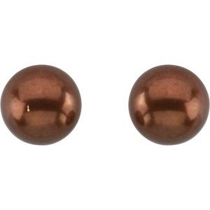 14K Yellow Gold Cultured Chocolate Freshwater Pearl Earrings