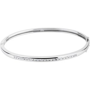 14K White Gold 1/2 CTW Natural Diamond Bangle 6 1/2" Bracelet