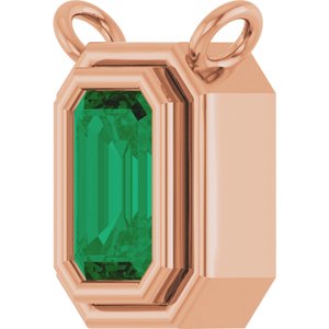 14K Rose Gold Lab-Grown Emerald Necklace Center