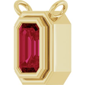 14K Yellow Gold Lab-Grown Ruby Necklace Center
