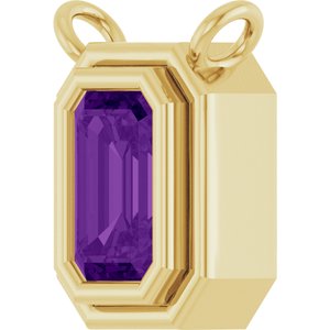 14K Yellow Gold Natural Amethyst Necklace Center