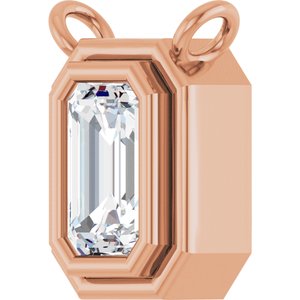 14K Rose Gold Natural White Sapphire Necklace Center
