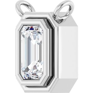 14K White Gold Natural White Sapphire Necklace Center
