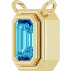 14K Yellow Gold Natural Blue Zircon Necklace Center