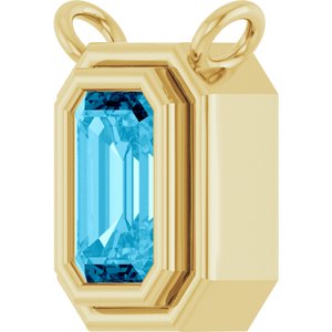 14K Yellow Gold Natural Aquamarine Necklace Center