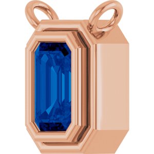 14K Rose Gold Lab-Grown Blue Sapphire Necklace Center