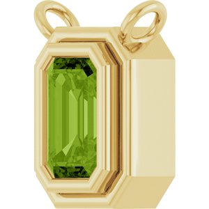 14K Yellow Gold Natural Peridot Necklace Center