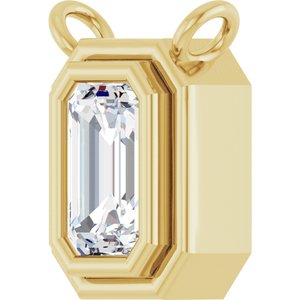 14K Yellow Gold Natural White Sapphire Necklace Center