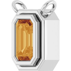 14K White Gold Natural Citrine Necklace Center