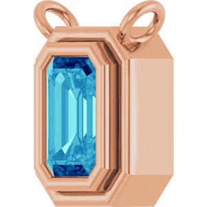 14K Rose Gold Natural Blue Zircon Necklace Center