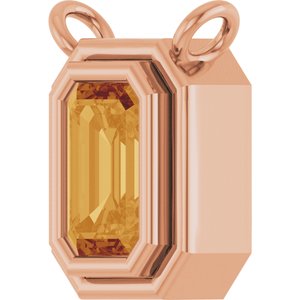 14K Rose Gold Natural Citrine Necklace Center