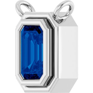 14K White Gold Natural Blue Sapphire Necklace Center