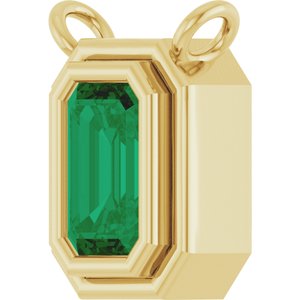 14K Yellow Gold Natural Emerald Necklace Center