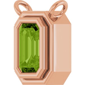 14K Rose Gold Natural Peridot Necklace Center