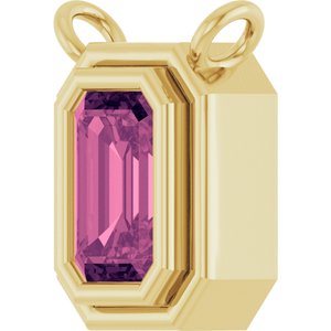 14K Yellow Gold Natural Pink Tourmaline Necklace Center