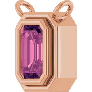 14K Rose Gold Natural Pink Tourmaline Necklace Center
