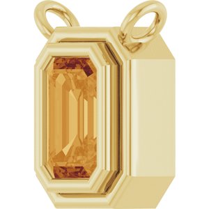 14K Yellow Gold Natural Citrine Necklace Center