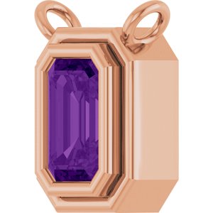 14K Rose Gold Natural Amethyst Necklace Center