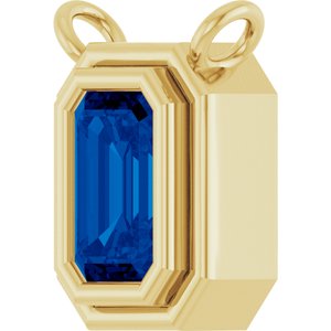 14K Yellow Gold Lab-Grown Blue Sapphire Necklace Center