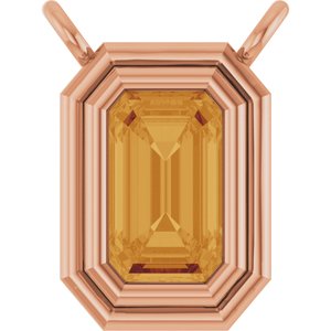14K Rose Gold Natural Citrine Necklace Center