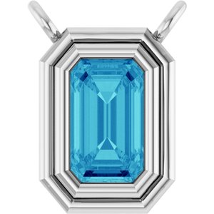 14K White Gold Natural Blue Zircon Necklace Center