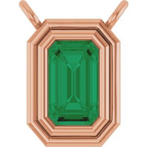 14K Rose Gold Natural Emerald Necklace Center