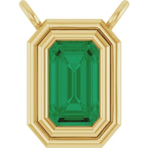 14K Yellow Gold Natural Emerald Necklace Center