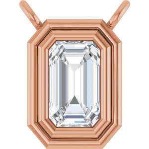 14K Rose Gold Natural White Sapphire Necklace Center