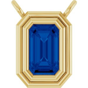 14K Yellow Gold Natural Blue Sapphire Necklace Center