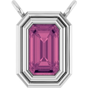 14K White Gold Natural Pink Tourmaline Necklace Center