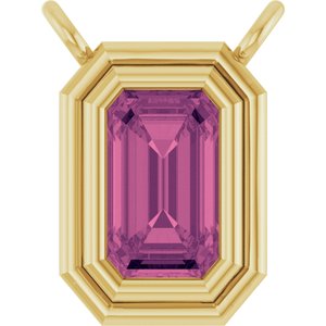 14K Yellow Gold Natural Pink Tourmaline Necklace Center