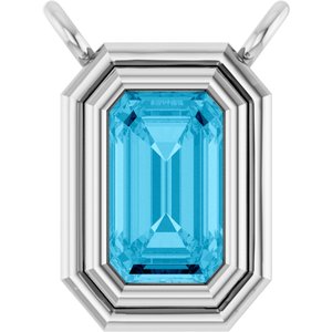 Platinum Natural Aquamarine Necklace Center