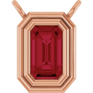 14K Rose Gold Natural Ruby Necklace Center