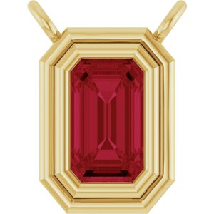 14K Yellow Gold Lab-Grown Ruby Necklace Center